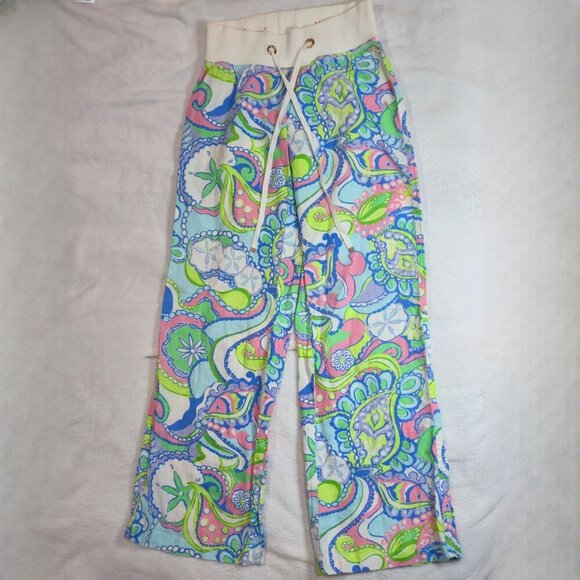 Lilly Pulitzer ✦ Beach Pant ✦ Colorful Paisley Print Drawstring Waist Relaxed XS - Picture 9 of 13